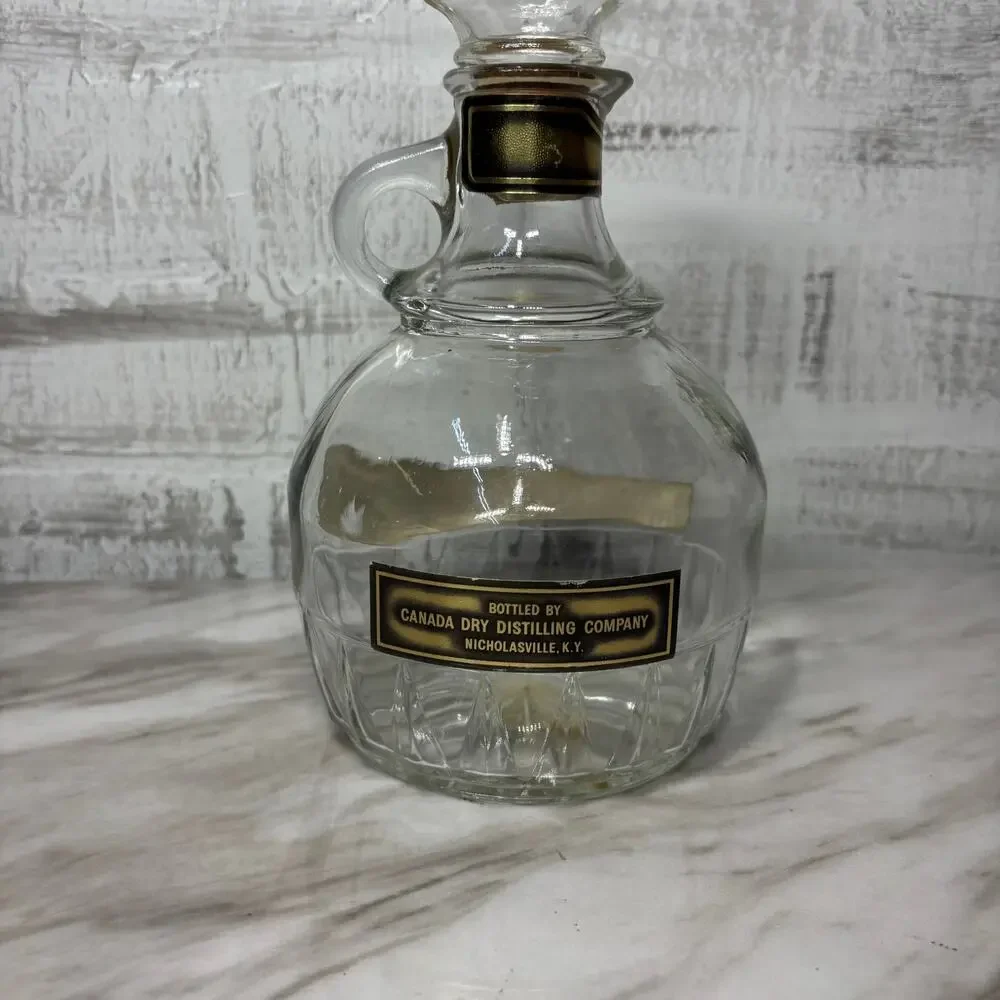 Vintage Canada Dry Bourbon Textured Glass Decanter with Stopper